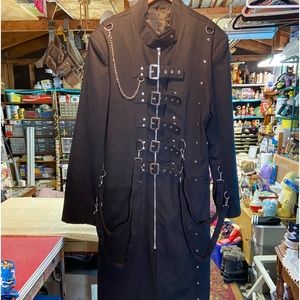 Men Dead Threads Hell raiser Jacket Gothic Trench Coat Size 3XL